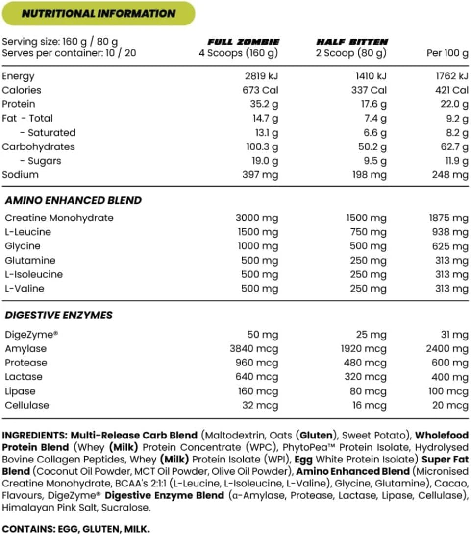 Zombie Labs Gainz Mass Gainer 1.6 kg
